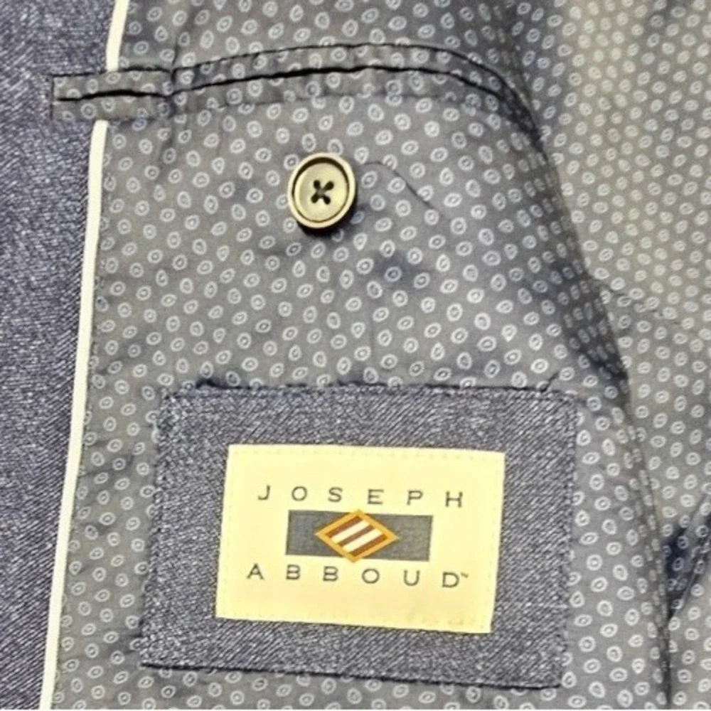 Joseph Abboud Comero Linen Wool Knit Blazer Men's 46 Short Dark Blue Sport Coat